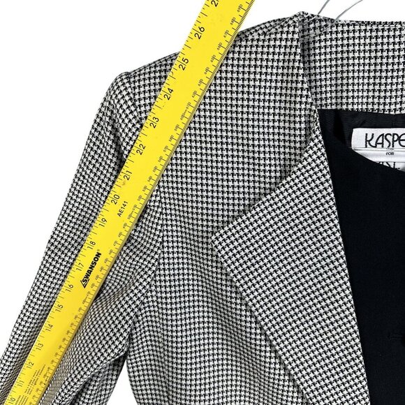 Kasper ASL Womens 8 Black White Houndstooth Blazer Skirt Set Power Suit Timeless - Picture 13 of 16